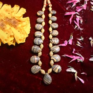 Gold Dholki & Antique Glass Beads Thusi