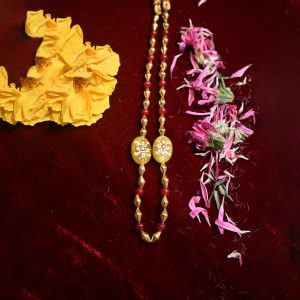 Gold & Red Beads with Gemstone Thusi