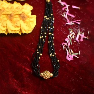 Black Ball Crystal Beads with Gold Beads Thusi