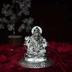Chakra Crown Ganapati Silver Murti