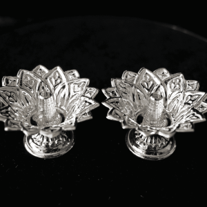Elegant Silver Lotus Petal Diya