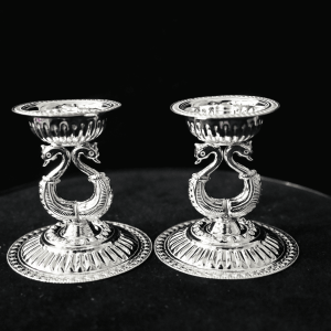 Silver Swan Design Diya Pair