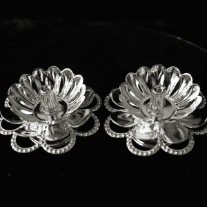 Sacred Lotus Silver Diya Pair
