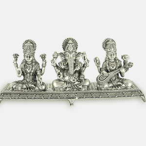 Silver Solid Laxmi Ganesh Saraswati Murti
